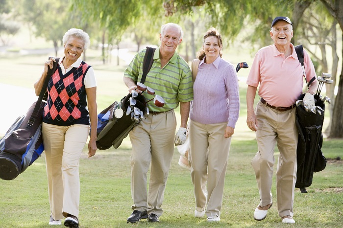 Seniors enjoying playing golf