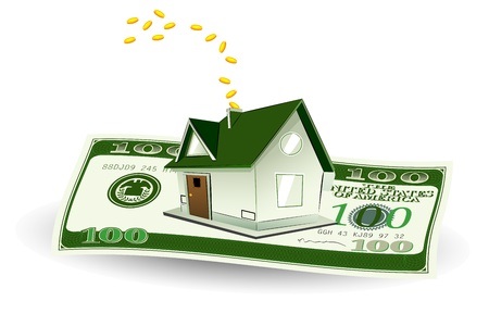 11003523 - illustration of house on dollar note on abstract background