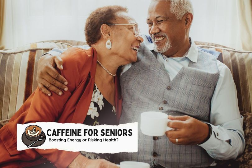 Senior older adult couple drinking a cup of coffee