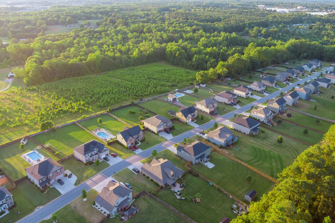 Aerial view of a retirement community
