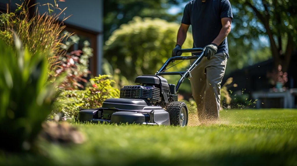 man mowing the lawn