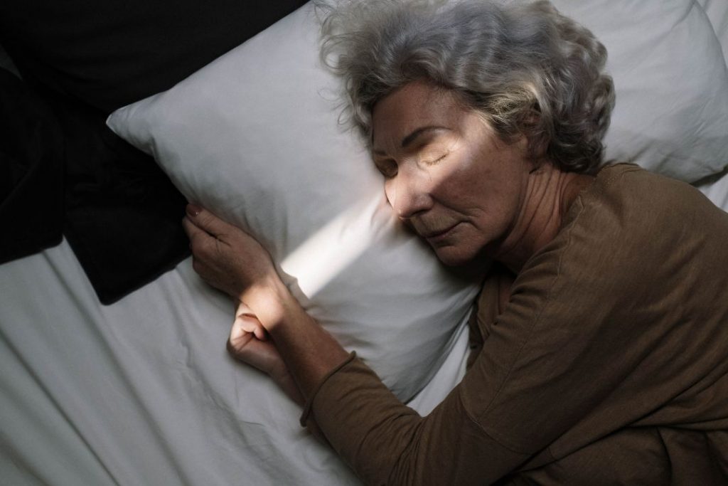 elderly woman sleeping