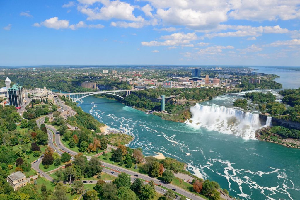 Aerial view of Niagara Falls in ONtario Canada