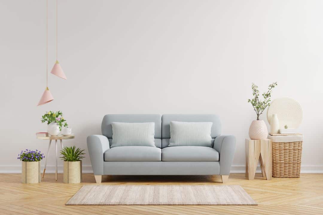 White wall living room have sofa and decoration,3d rendering